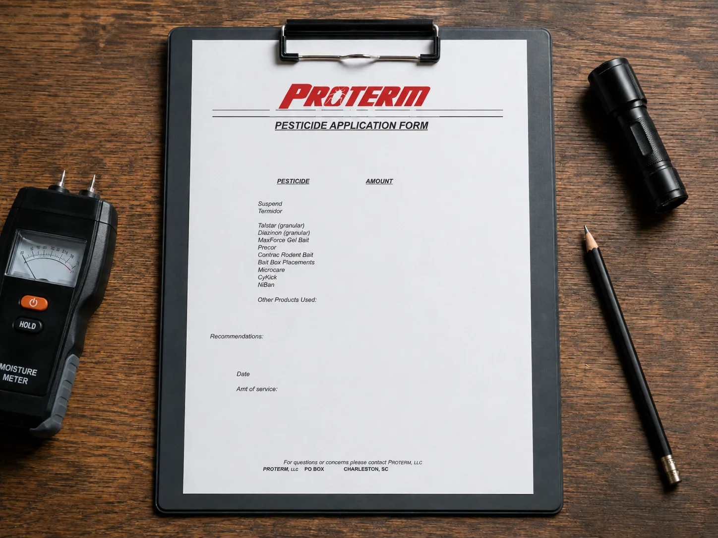Technician completing an inspection report on a clipboard